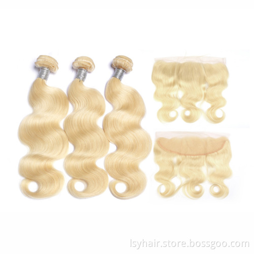 613 Raw Remy Virgin Hair 13X6 Frontal Transparent Swiss Lace Closure With Bundles